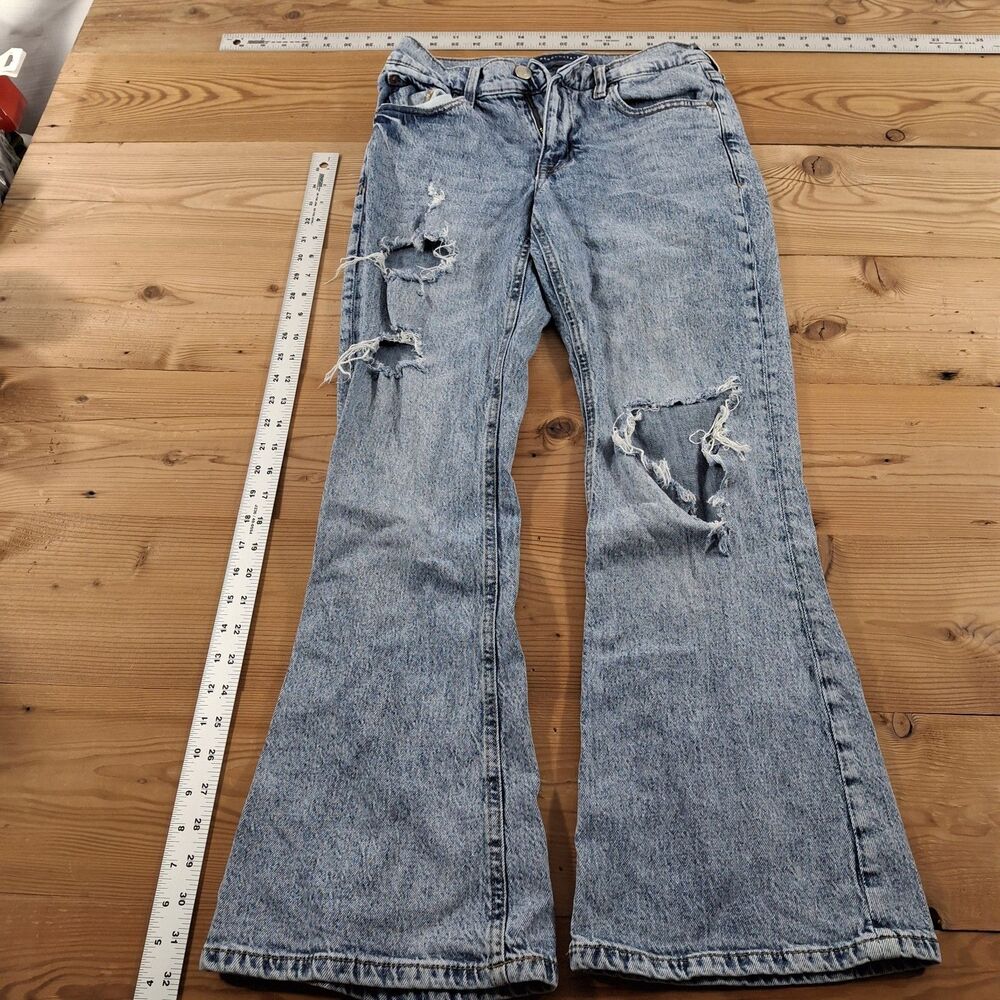Aeropostale High Rise Flare Womens Jeans Size 4 distressed blue